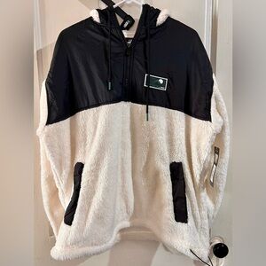 NFL New York Jets Fleece Quarter Zip Pullover Hooded Sweater Men Sz  Medium